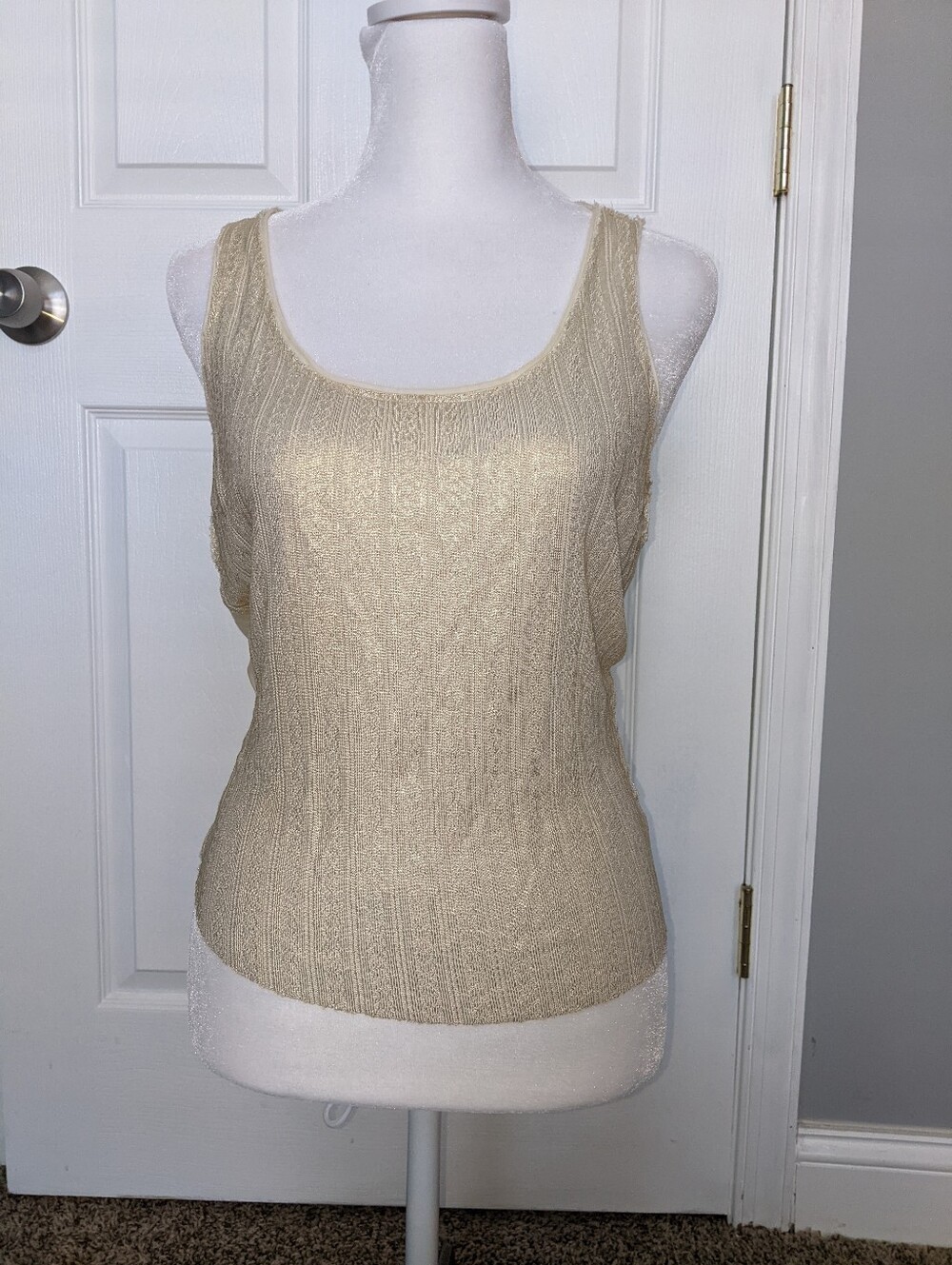 Rozae Nichols Gold/Beige Shell Top M
